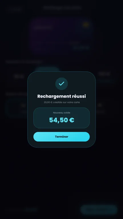 Borne, rechargement réussi