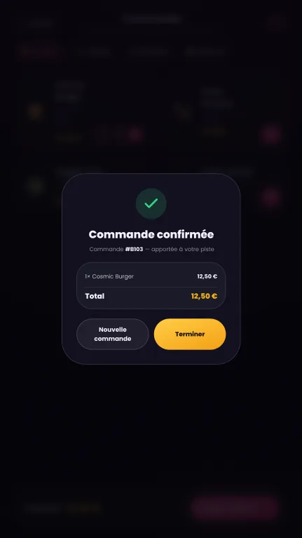 Borne, commande confirmée