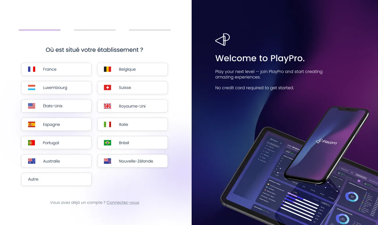 Inscription, choix du pays