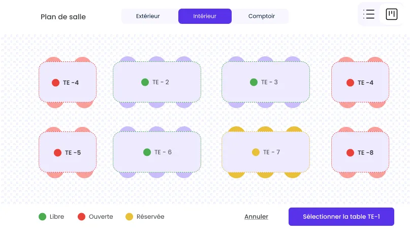 POS, plan de salle