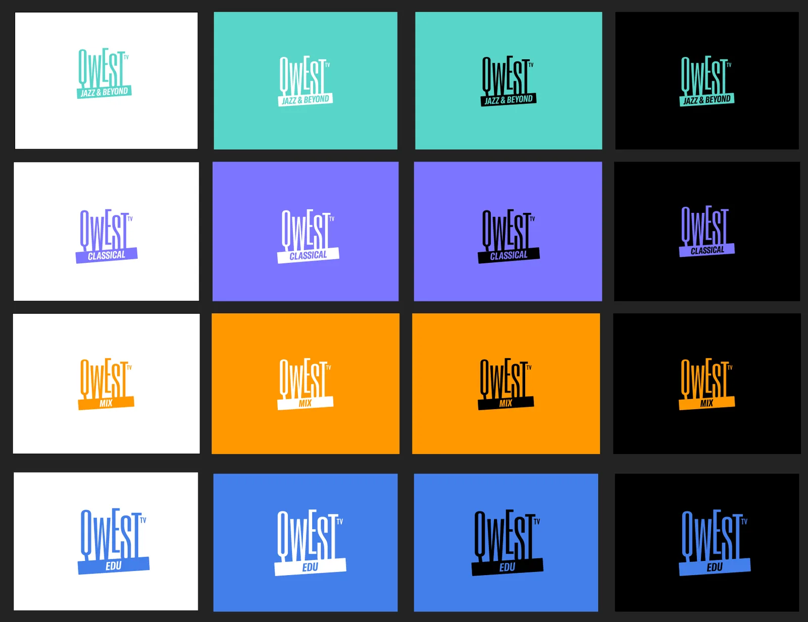 Logos des 4 chaînes Qwest TV
